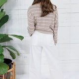 Tupelo Oatmeal + White Stripes Summer Sweater Mustard Seed