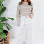 Tupelo Oatmeal + White Stripes Summer Sweater Mustard Seed