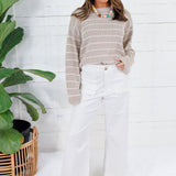 Tupelo Oatmeal + White Stripes Summer Sweater Mustard Seed