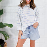 Tupelo White + Blue Stripes Summer Sweater Mustard Seed