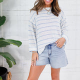 Tupelo White + Blue Stripes Summer Sweater Mustard Seed