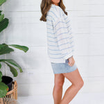 Tupelo White + Blue Stripes Summer Sweater Mustard Seed