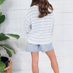 Tupelo White + Blue Stripes Summer Sweater Mustard Seed