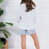 Tupelo White + Blue Stripes Summer Sweater Mustard Seed
