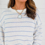 Tupelo White + Blue Stripes Summer Sweater Mustard Seed