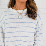 Tupelo White + Blue Stripes Summer Sweater Mustard Seed