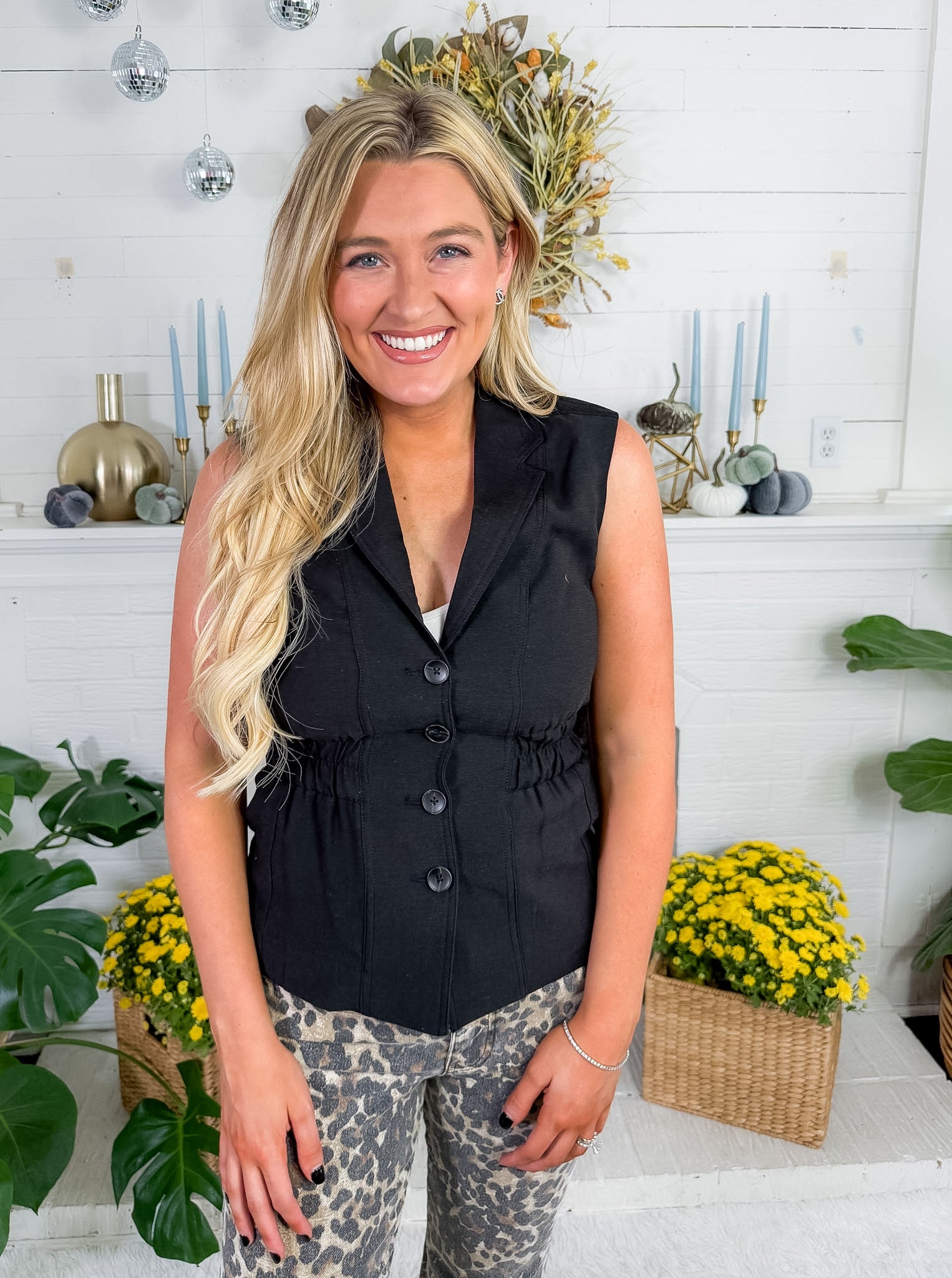 Turner Black Cinched Waist Vest Elan