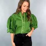 Turner Olive Ric Rac Trim Top Karlie