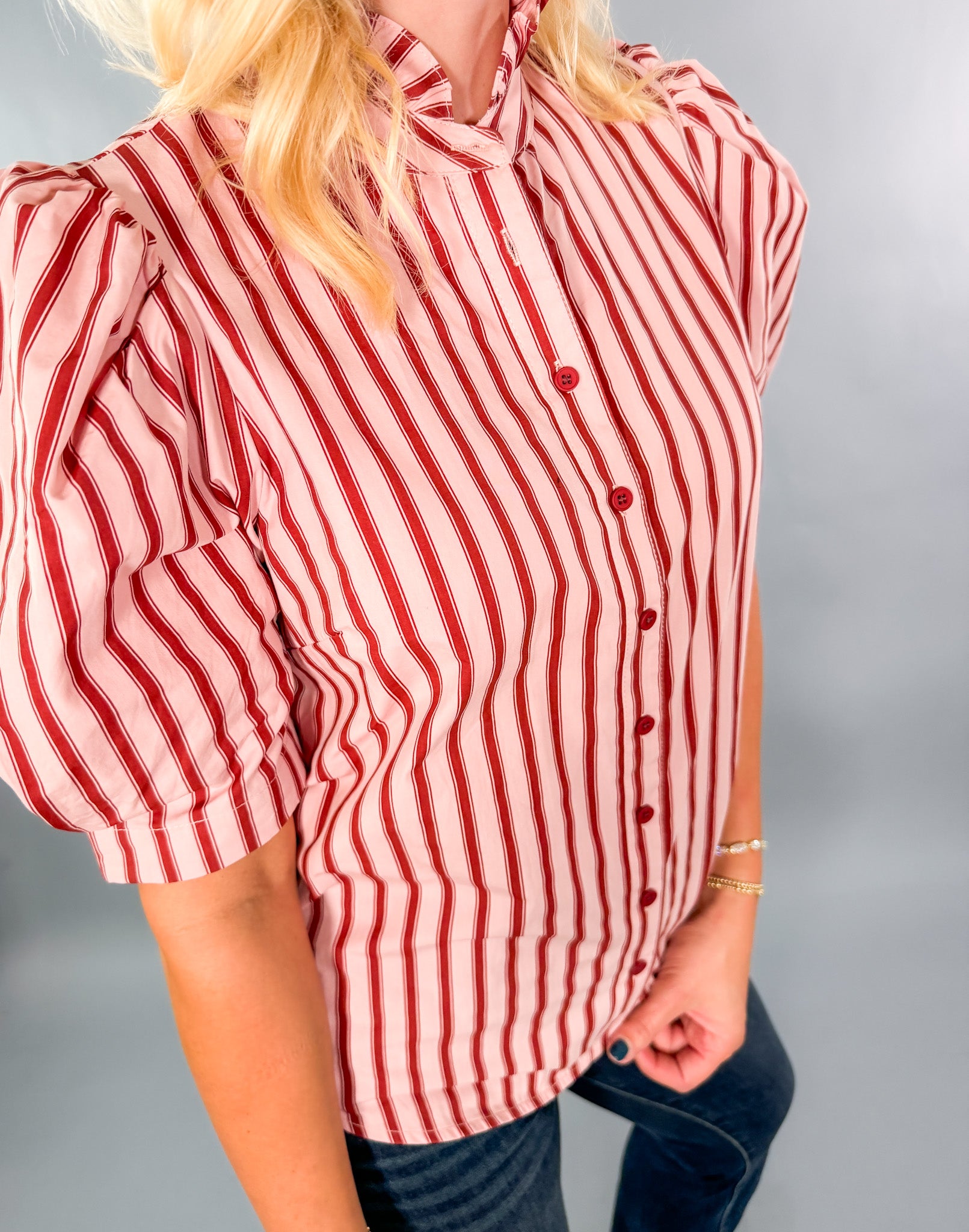 Turner Red Stripe Puff Sleeve Top Karlie