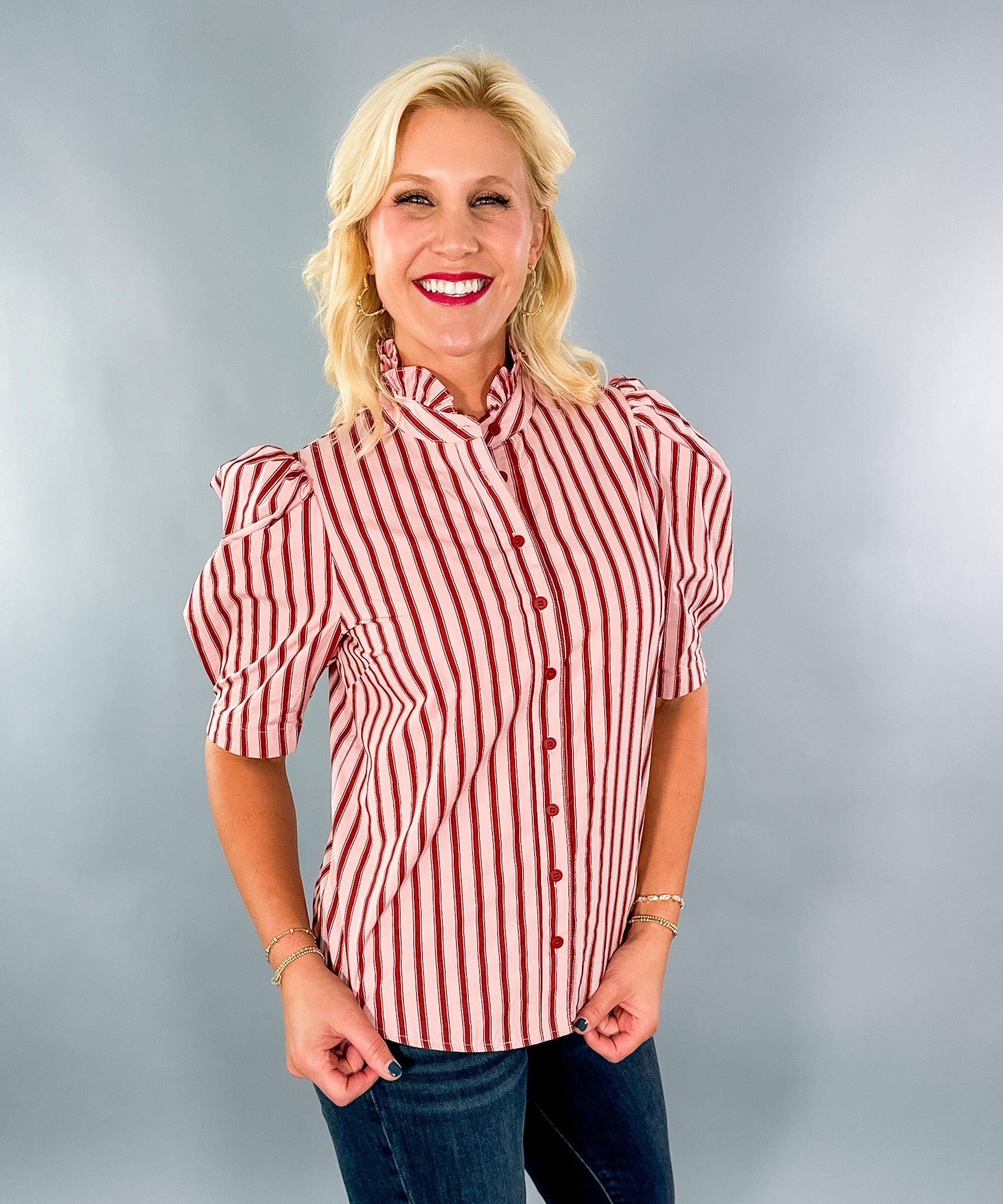 Turner Red Stripe Puff Sleeve Top Karlie