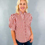 Turner Red Stripe Puff Sleeve Top Karlie