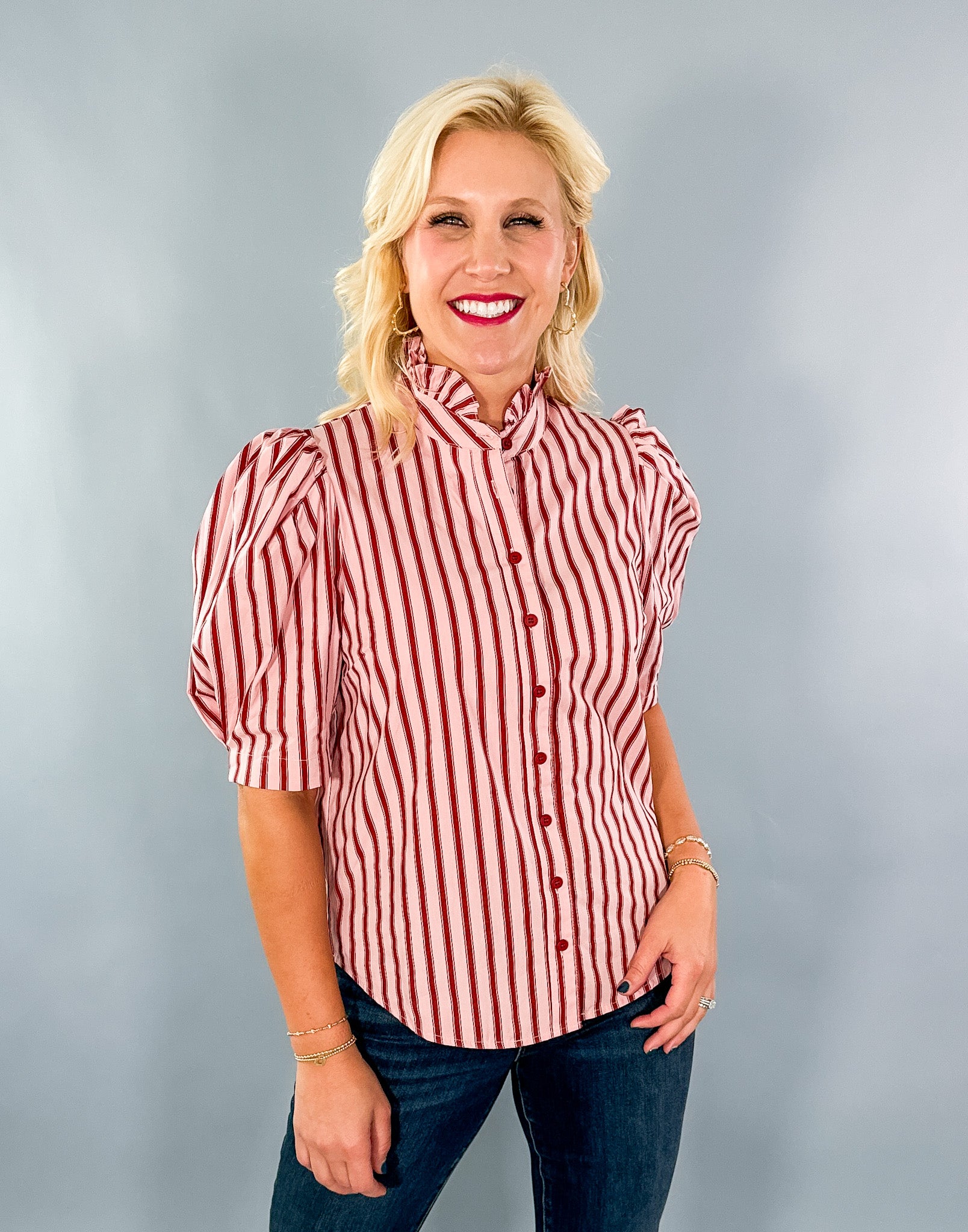 Turner Red Stripe Puff Sleeve Top Karlie