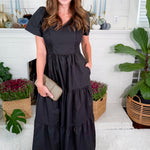 Tuscany Black Side Smock Maxi Dress Meet Me in Santorini 