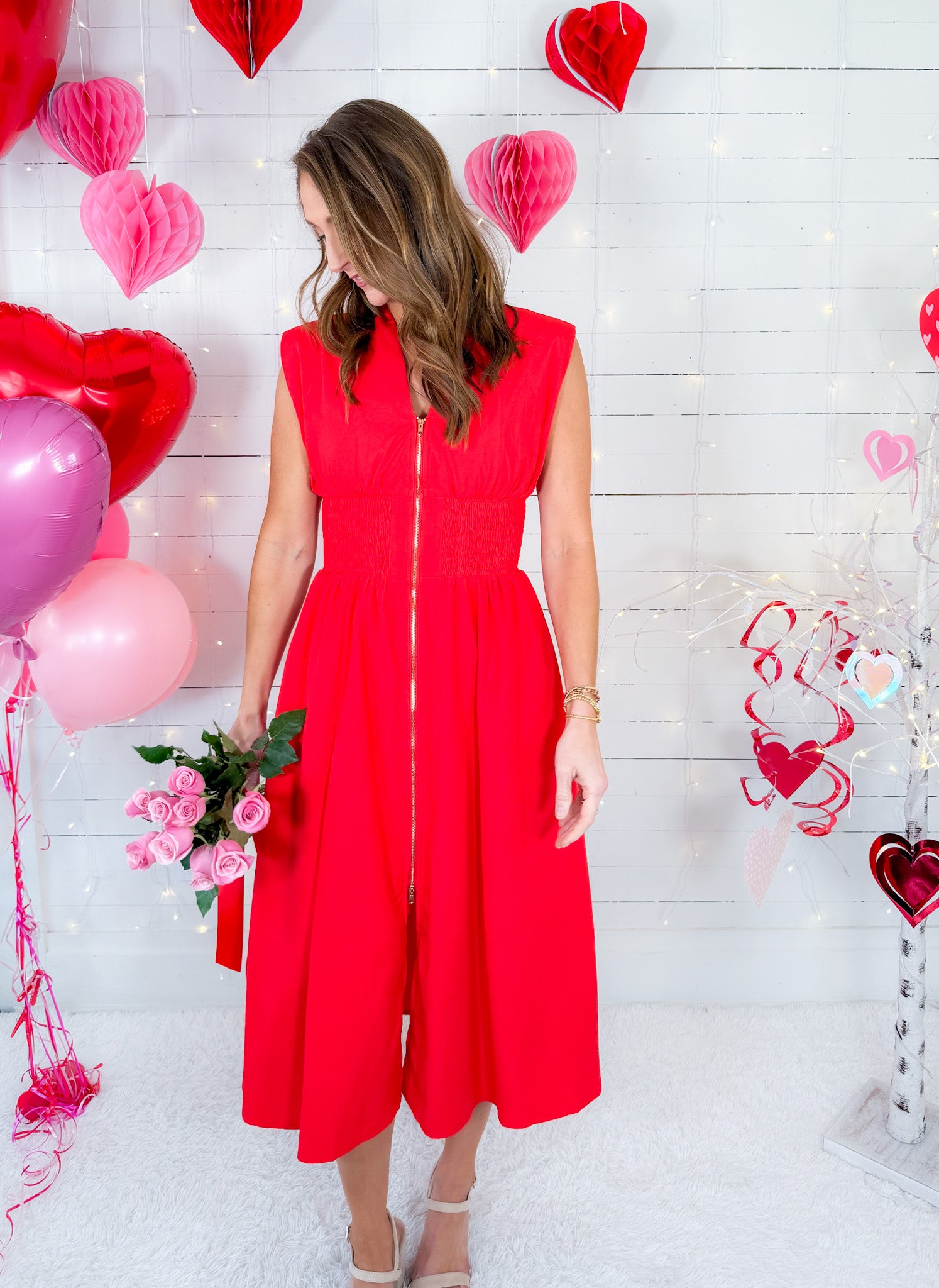 Tyson Red Zip Front Maxi Dress Entro