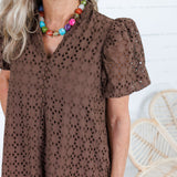 Evelyn Cocoa Eyelet Maxi Dress