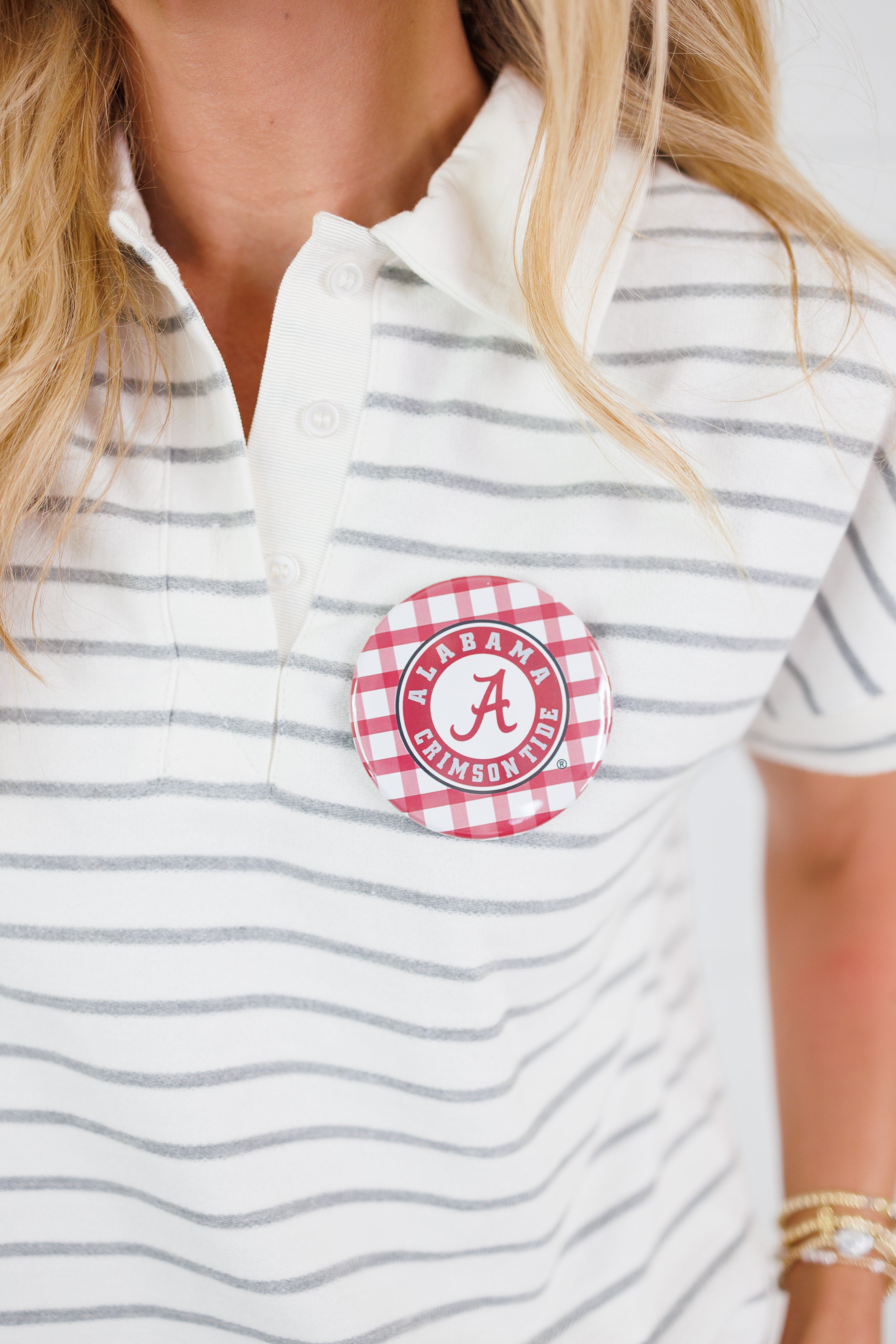 University of Alabama Gingham Gameday Button