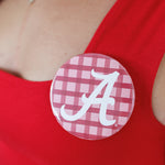 University of Alabama Pink & Crimson Gingham Gameday Button