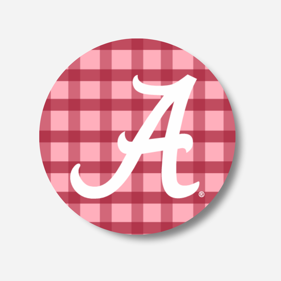 University of Alabama Pink & Crimson Gingham Gameday Button