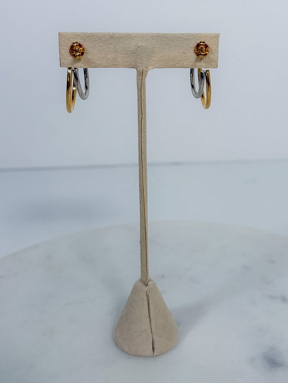 Uptown Mixed Metal Hoop Earrings