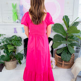 Uva Fuschia Bubble Hem Poplin Maxi Dress