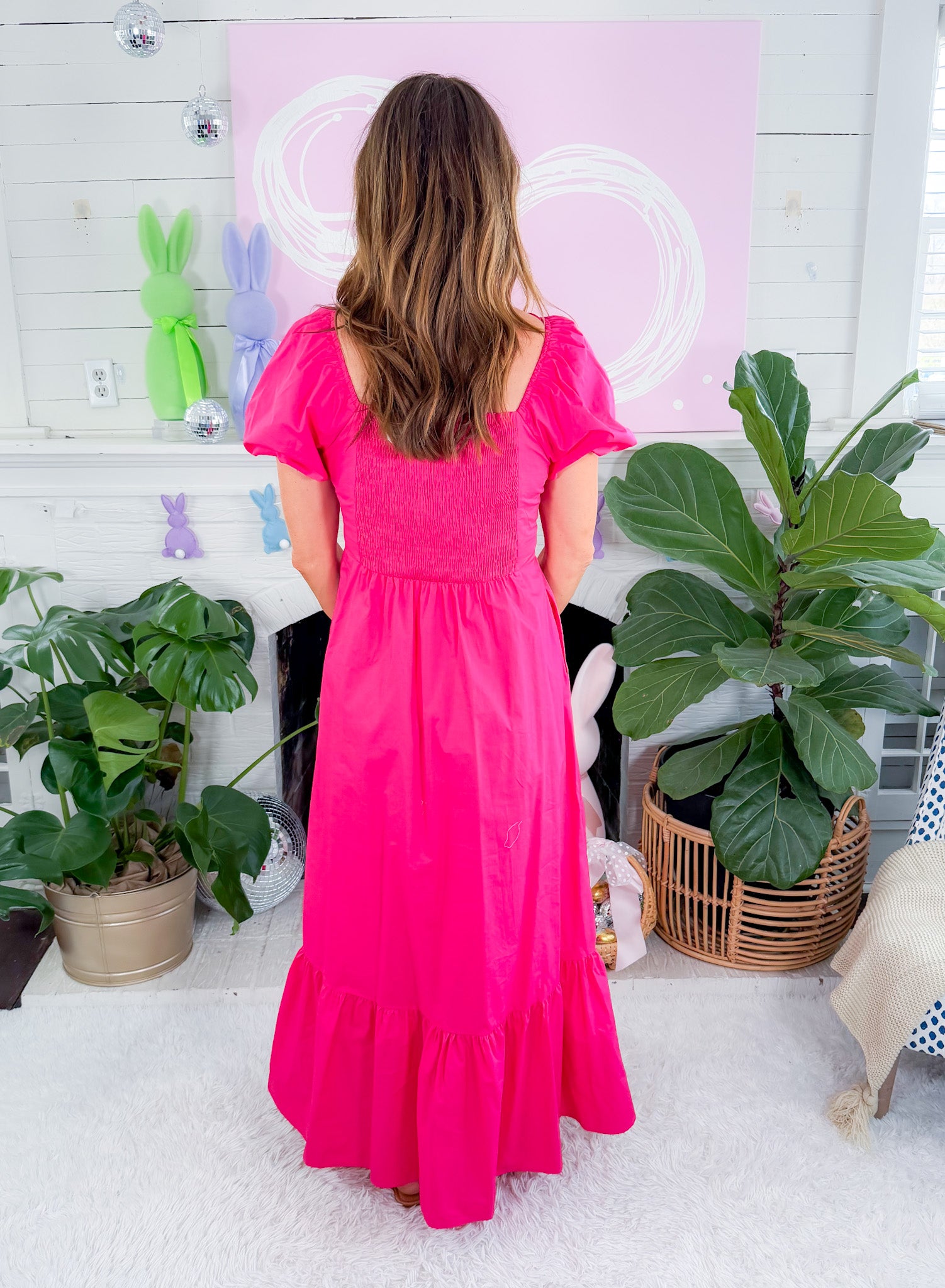 Uva Fuschia Bubble Hem Poplin Maxi Dress