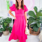 Uva Fuschia Bubble Hem Poplin Maxi Dress