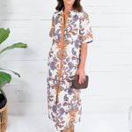 Vale Ecru + Russet + Blue Maxi Dress Entro