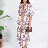 Vale Ecru + Russet + Blue Maxi Dress Entro
