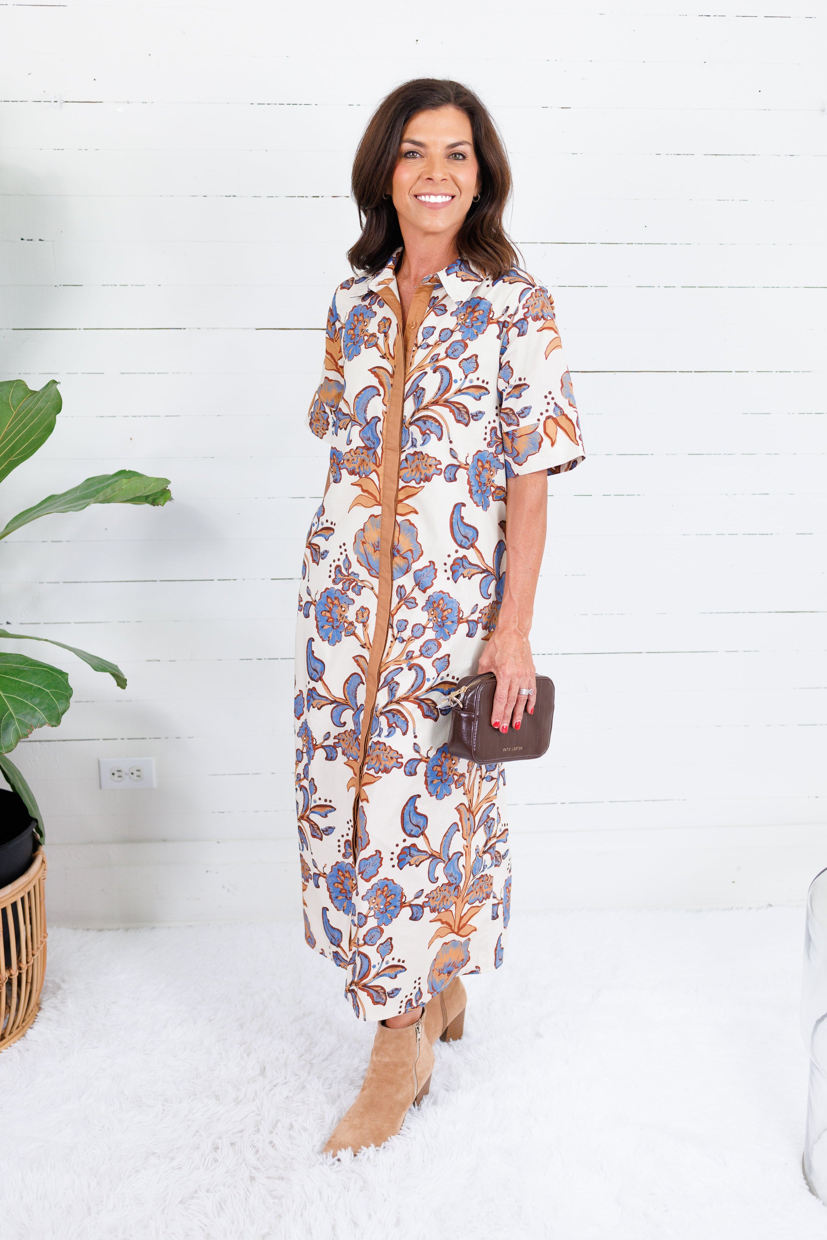 Vale Ecru + Russet + Blue Maxi Dress Entro