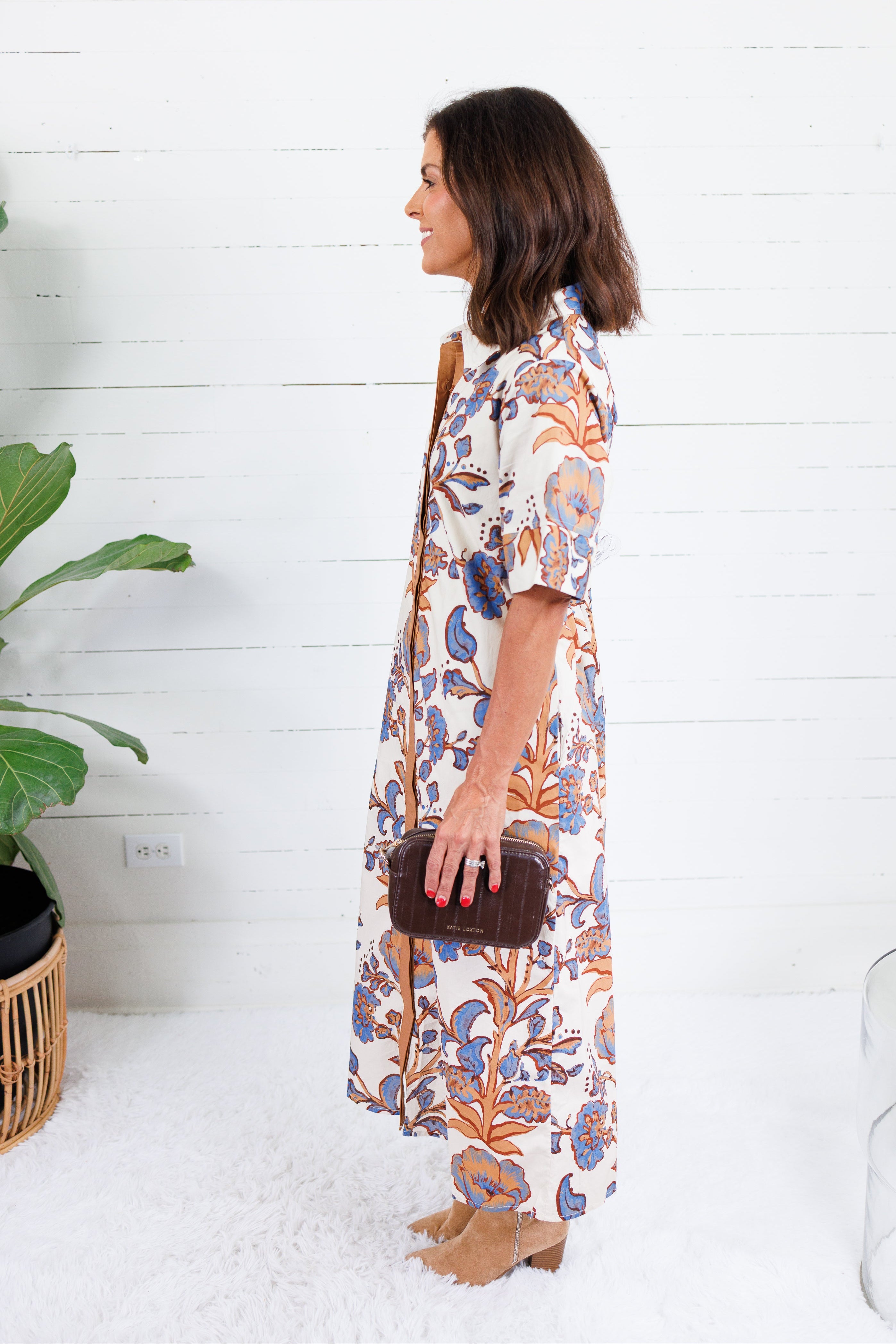 Vale Ecru + Russet + Blue Maxi Dress Entro