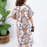 Vale Ecru + Russet + Blue Maxi Dress Entro