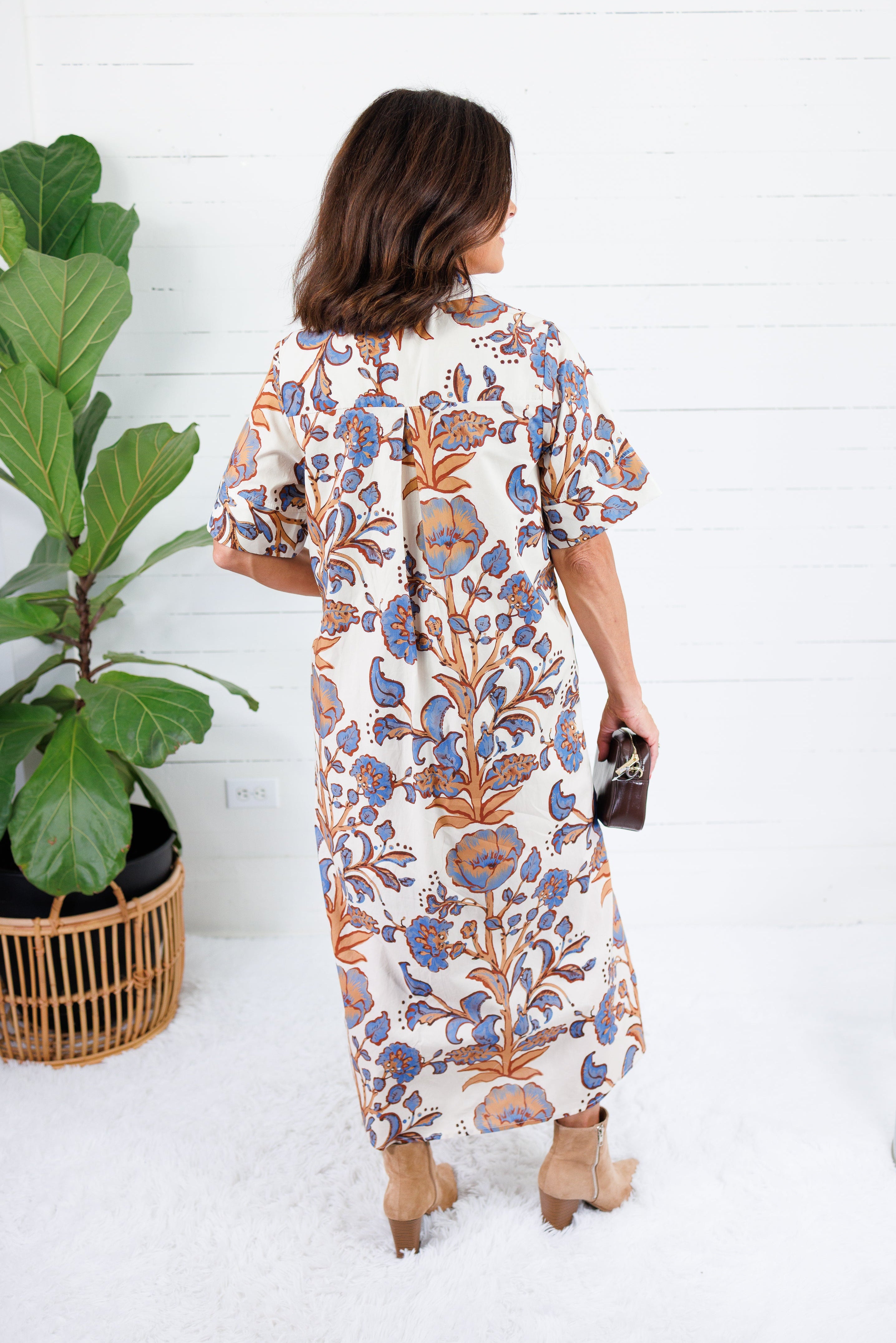 Vale Ecru + Russet + Blue Maxi Dress Entro