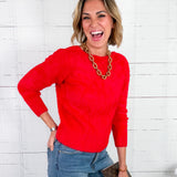 Vandy Red Cross Back Fuzzy Sweater Molly Bracken