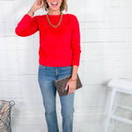 Vandy Red Cross Back Fuzzy Sweater Molly Bracken