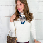 Vandy White Cross Back Fuzzy Sweater Molly Bracken