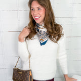 Vandy White Cross Back Fuzzy Sweater Molly Bracken