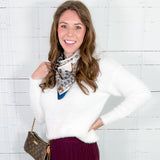 Vandy White Cross Back Fuzzy Sweater Molly Bracken