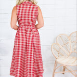 Vanessa Red + Ecru Gingham Midi Dress Pinch 