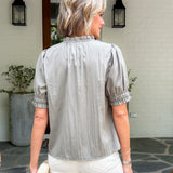 Varsity Grey V-Neck Top THML