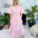 Venice Pink + White Stripe Midi Dress