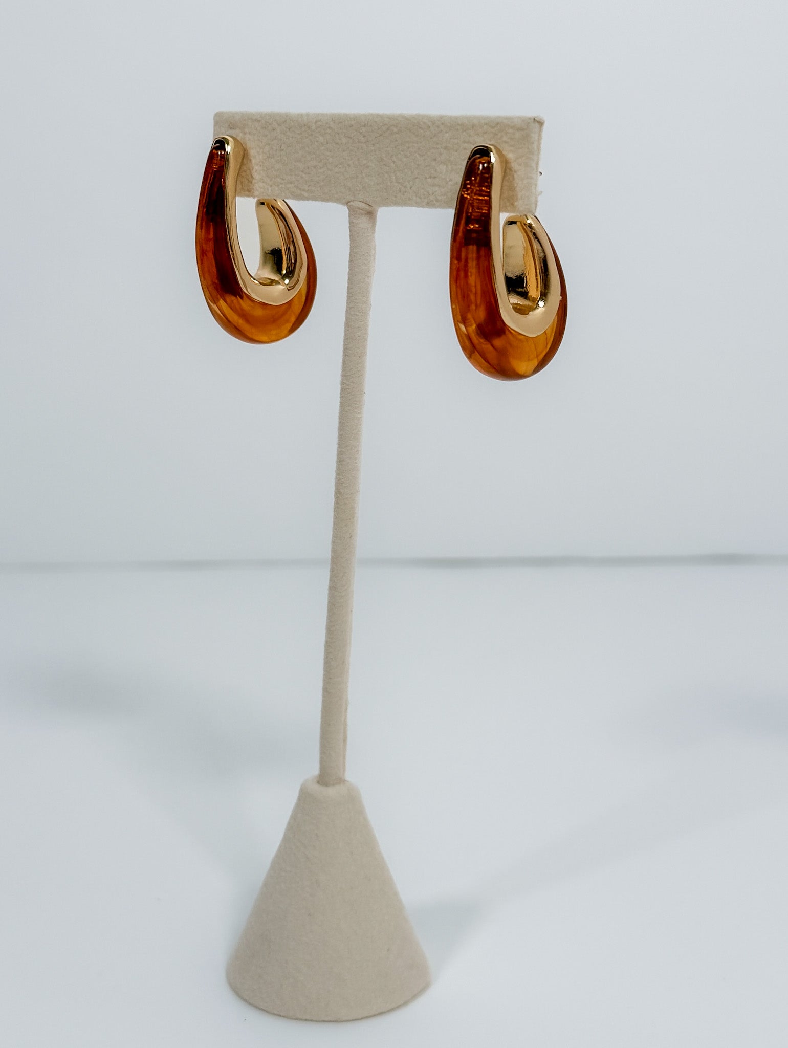 Vermont Tortoise + Gold Teardrop Earrings