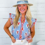 Vernon Lobster Embroidered Top THML