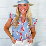 Vernon Lobster Embroidered Top THML