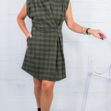 Verona Olive Plaid Mini Dress THML