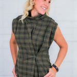 Verona Olive Plaid Mini Dress THML