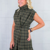 Verona Olive Plaid Mini Dress THML