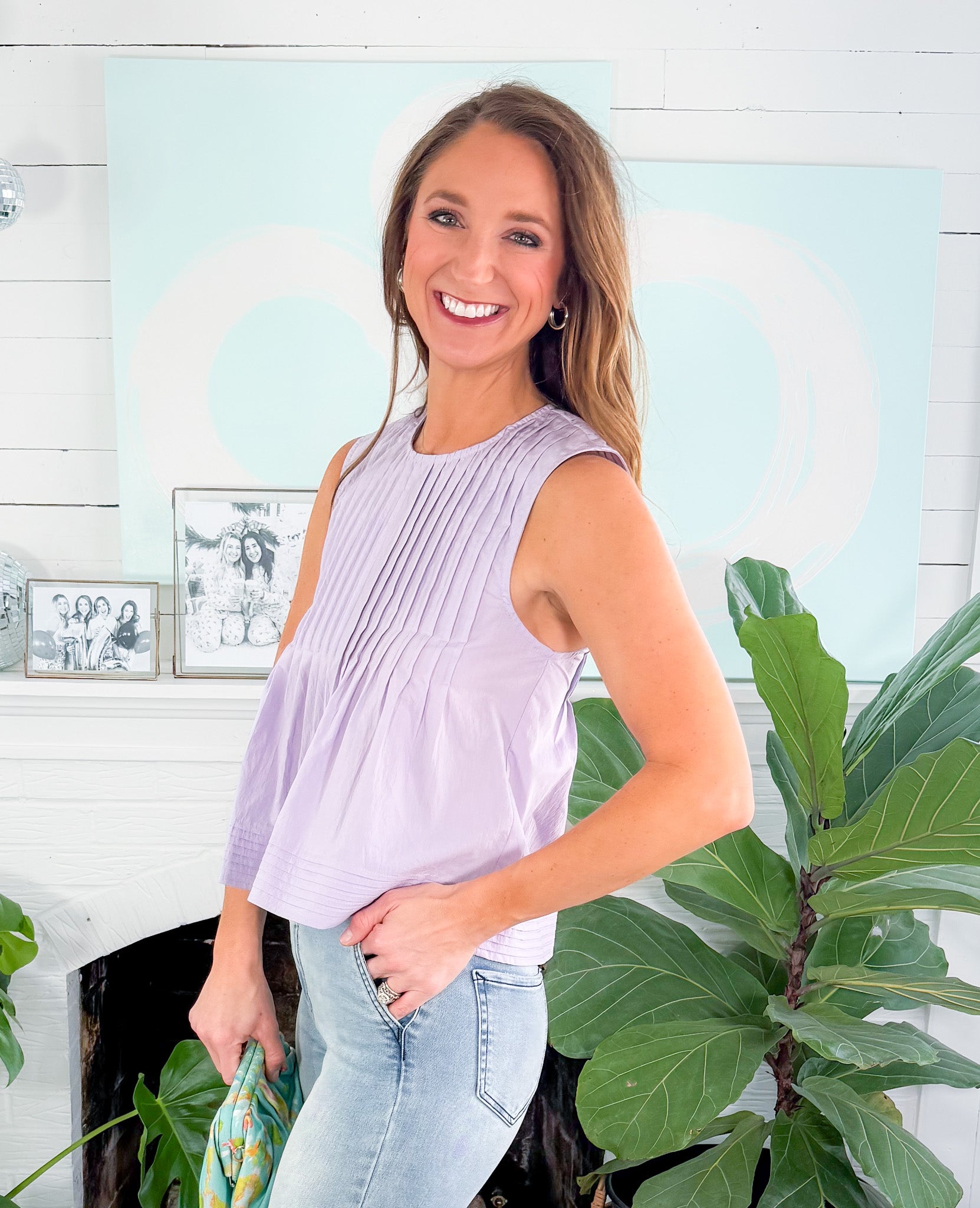 Violet Pintuck Sleeveless Top