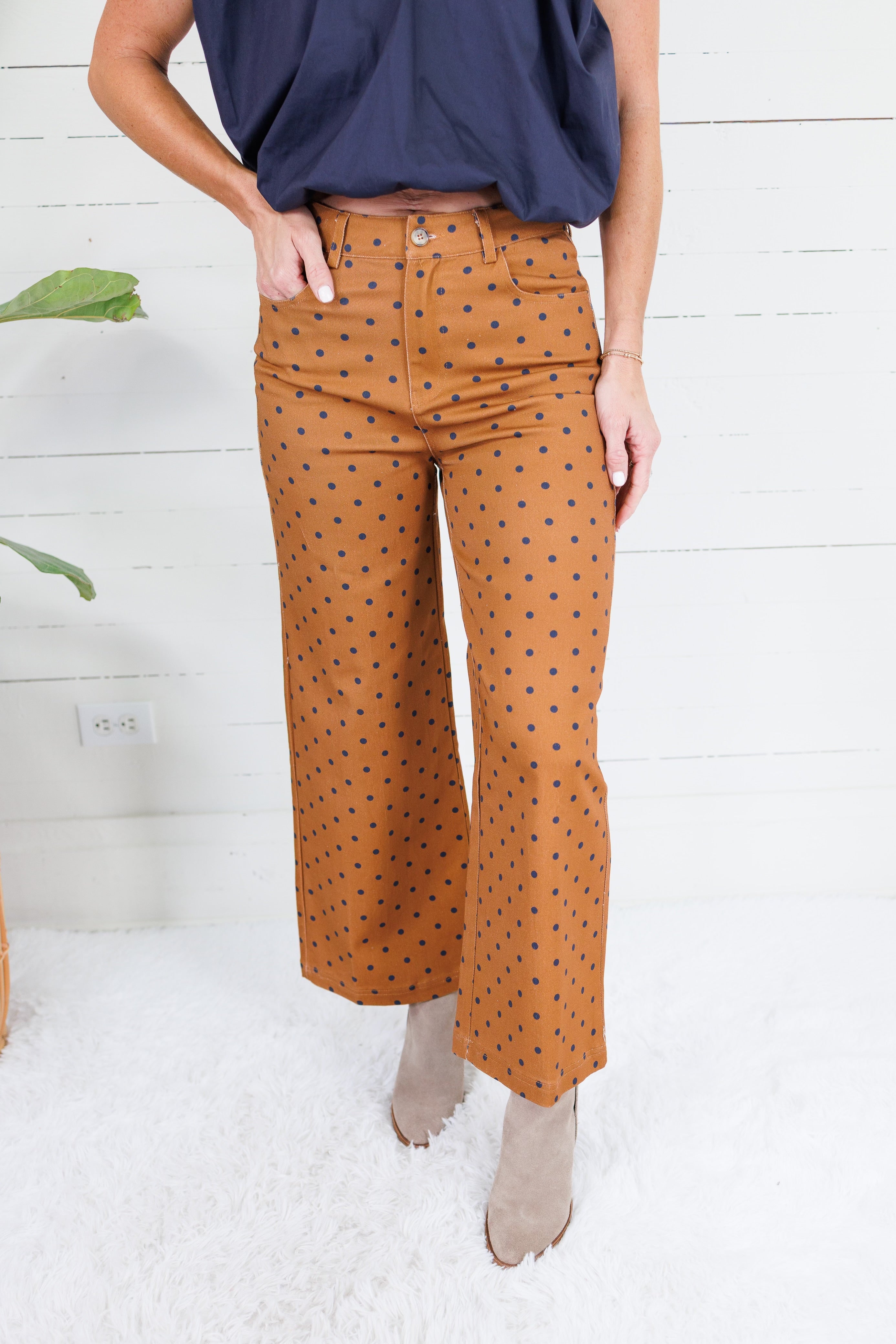 Virginia Cinnamon Dot Wide Leg Pants Entro