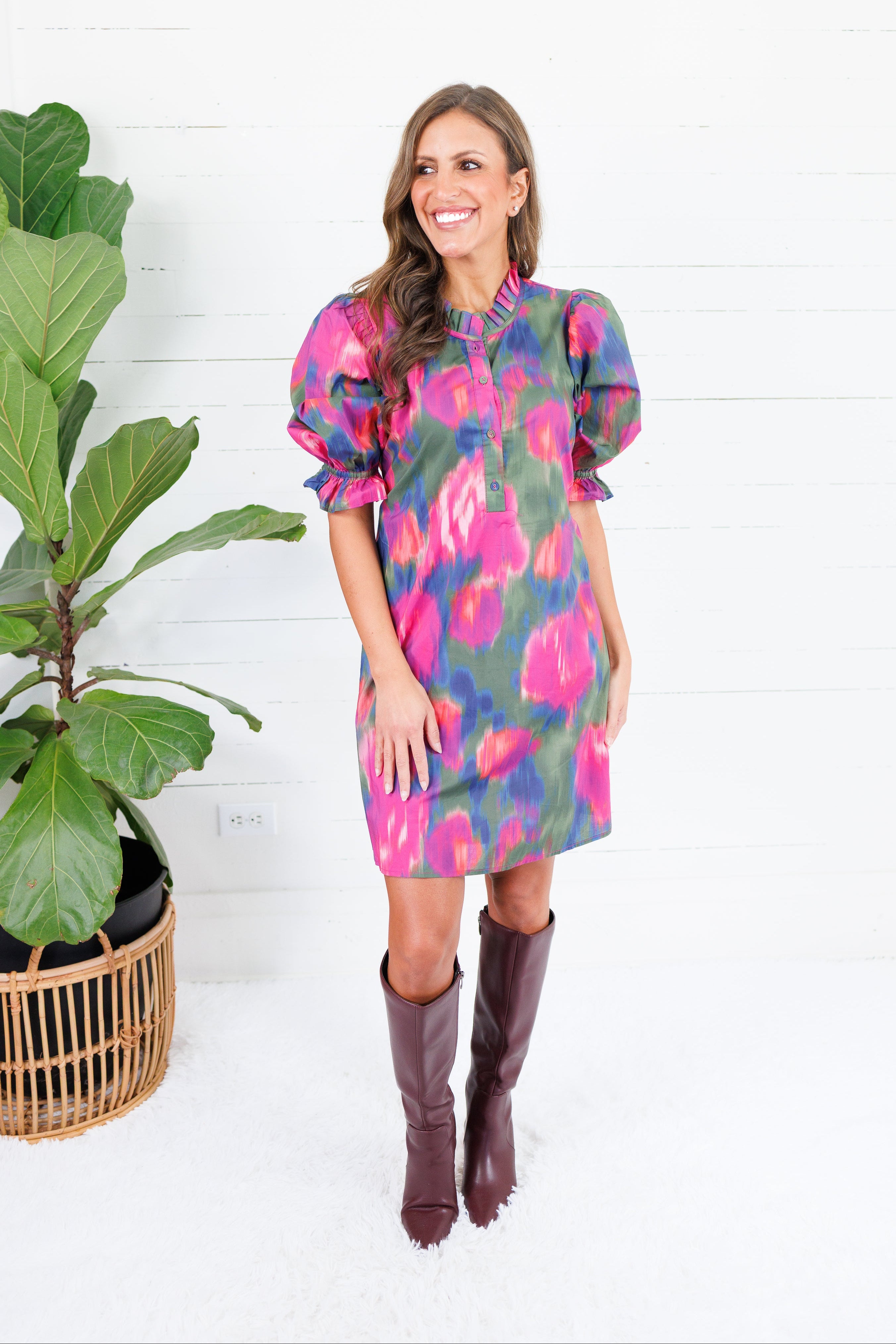 Virginia Magenta Draw Back Dress Entro
