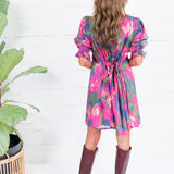 Virginia Magenta Draw Back Dress Entro